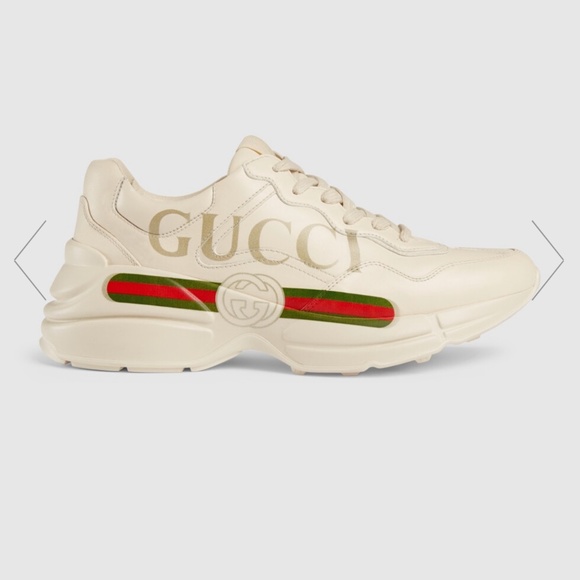 Mens Gucci Rhyton Gucci Logo Leather Sneaker - Picture 1 of 5